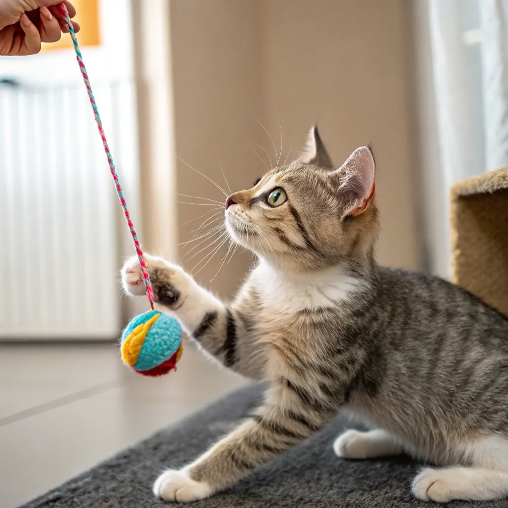 Cat with a toy
